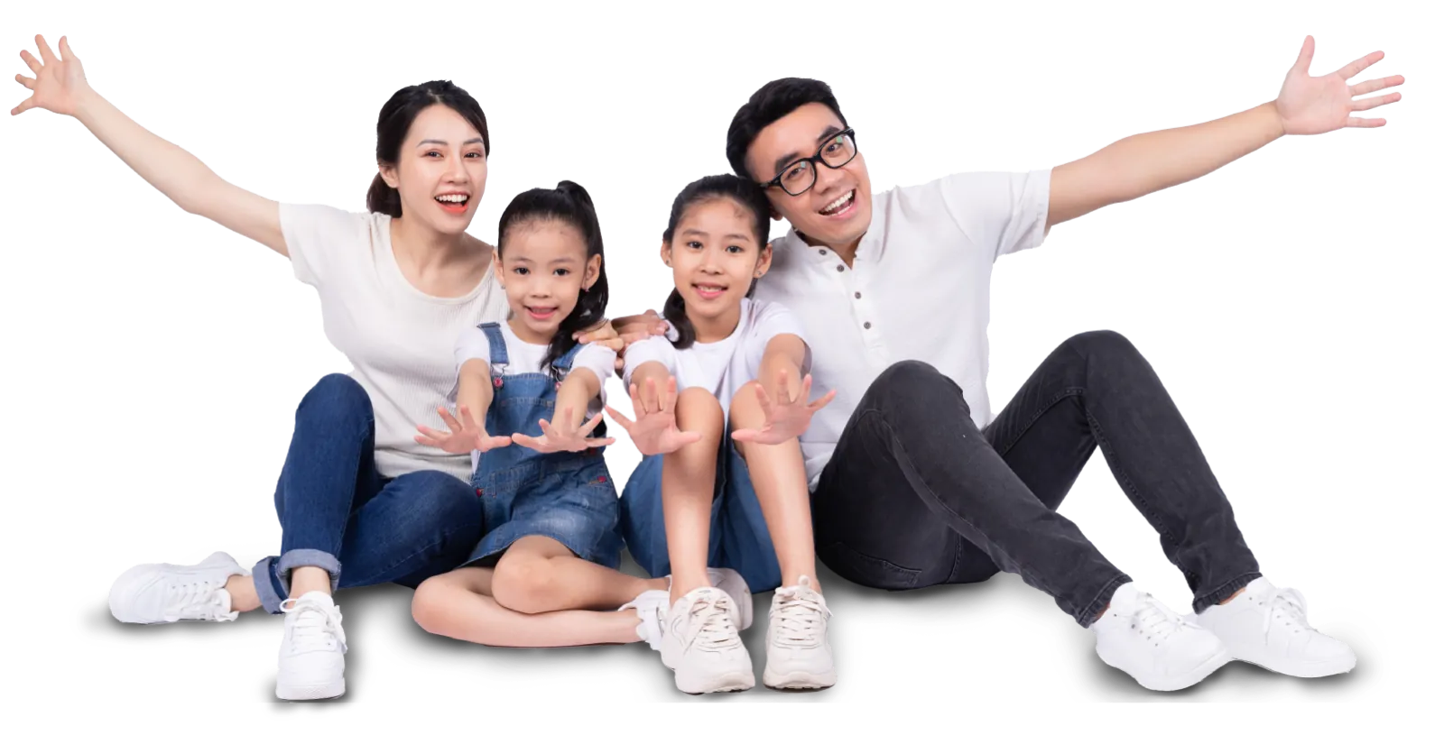 A happy family sitting together